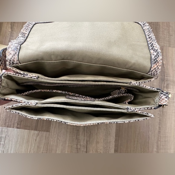 G.I.L.I. Leather Sporty Crossbody with Canvas Strap - Peach Python - Picture 6 of 10